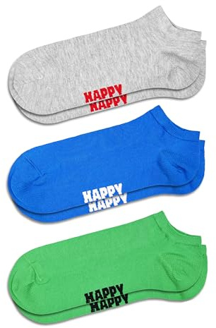 Happy Socks niedrige Socken 3er Pack - Baumwolle Socken - Solids Kollection - Blau, Grün und Grau