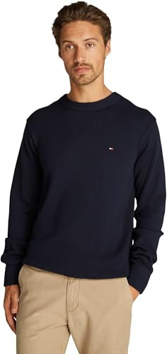 Tommy Hilfiger Pull Homme Chunky Cotton Crew Neck Pull en Maille, Bleu (Desert Sky), L