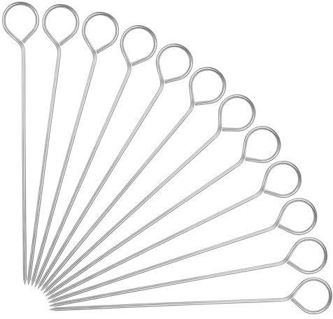 30 spiedini per shish kebab in acciaio inox, riutilizzabili, larghi e piatti, perfetti per grigliate all'aperto e in giardino, spiedini di carne di alta qualità per barbecue, campeggio, picnic