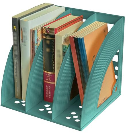 LdawyDE Stehsammler A4 Kunststoff Stabil Stehordner Schreibtisch Organizer Aktenmagazinhalter für Büro Aufbewahrung Organisation für DIN A4 Dokumente Notizbücher, 3 Fächer