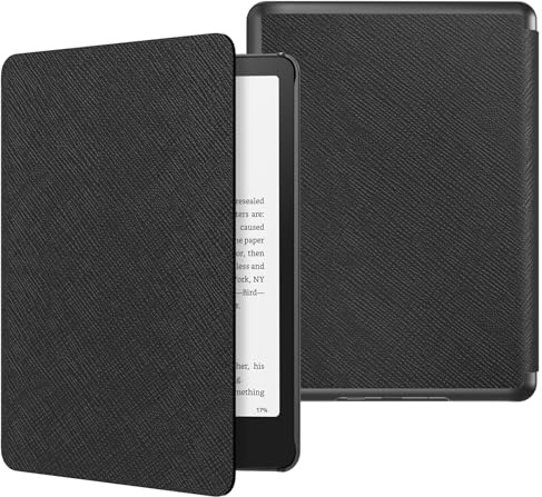 MoKo Funda para 7 Kindle Paperwhite 12th Generation 2024&Kindle Colorsoft Signature Edition 2024, PC Estuche Carcasa Estilo Niños con Auto Sueño/Estela, Negro