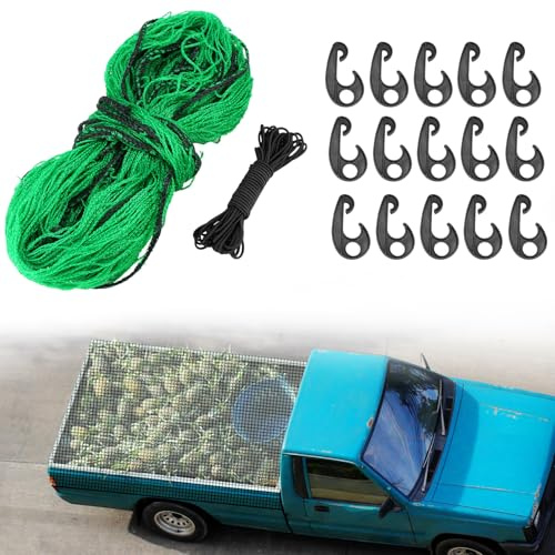 QWORK® Heavy Duty Cargo Net for Pickup Truck Bed with Hooks, 2m x 3m/6.5ft x 10ft, Ideal for Pickups, Trucks, Trailers, ATVs,Snowmobile