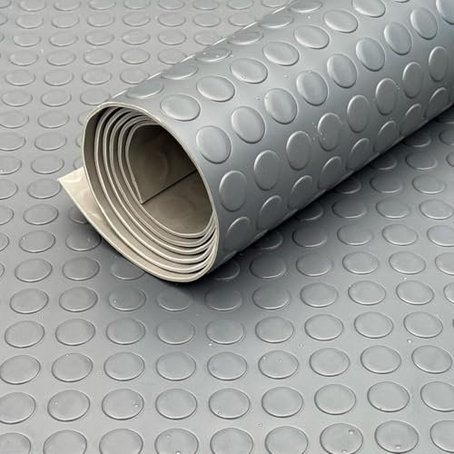 Shield Autocare 2m x 1.5m Light Grey Coin PVC Flooring Roll | Non Slip Industrial Lino Vinyl Floor Matting for Garage Work Van Heavy Duty 3mm Thick 1.5m Width