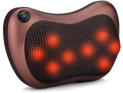 Back Neck Massager Shiatsu Neck Massage Pillow with Heat – Deep Tissue Kneading Electric Pain Relief Massage Pillow for Mom, Dad, Women, Men – Ideal for Office, Home, or Car