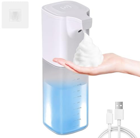 Seifenspender Automatisch, Automatischer Desinfektionsspender, 550ml Elektrischer Seifenspender mit Sensor Infrarot Wandbefestigung USB Aufladung mit 4 einstellbare Stufen, für Schule, Hotel (A)