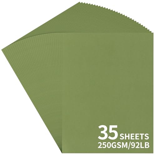 35 Ark Tjockt Grönt Bambuspapper A4 - Tjockt Morandi-papper 250GSM/92LB För Korttillverkning, Hantverk, Scrapbook, Jul UAP30BG35