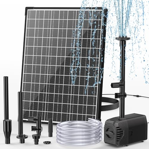 POPOSOAP Bomba solar para estanque de 20 W, 1000 L/h con flujo ajustable, cable de 5 m, bomba de agua solar antiobstrucción para exteriores, jardín, estanque, características del agua