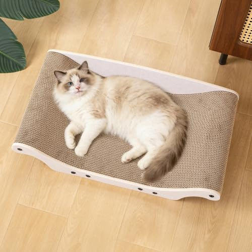 UUig Cat Scratcher Bed Cardboard Cat Scratch Couch Board 25 inches Large Cat Scratching Sofa Lounge & Scratch Pad for Indoor Cats, Furniture Protector