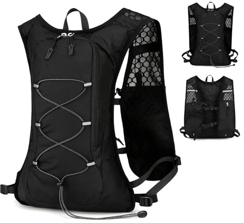 Gilet da corsa per uomo e donna, zaino idratante, ultraleggero e traspirante, con tasca per cellulare, cinghie pettorali regolabili, gilet da corsa riflettente per escursionismo, jogging, bicicletta