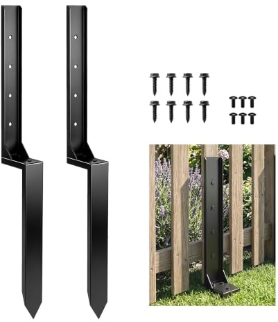 Outsunny Kit de réparation pour poteaux de clôture - Lot de 2 poteaux de soutien pour poteaux de clôture avec clous, perceuse, ancre et pieu de terre pour réparer les poteaux de clôture en bois