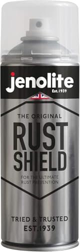 JENOLITE Rust Shield | Vernice Protettiva Trasparente Spray Antiruggine | 400ml | Protezione Ruggine e Corrosione | Auto, Moto, Metallo Nudo, Verniciato e Ornamenti | Resistente alle Intemperie