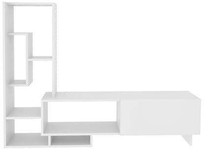Decorotika Pegai Modern White TV Stand with Storage Shelves for Living Room, Bedroom, Entertainment TV Unit for TVs Up to 55 inch - White
