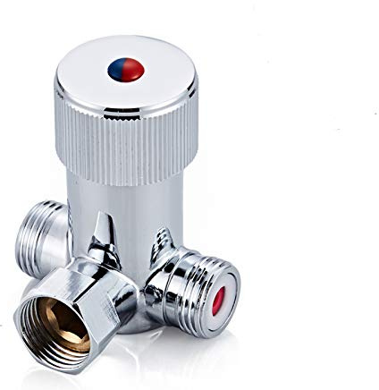 Fyeer Solid Brass DN15 1/2 Hot and Cold Water Mixing Valve for Touchless Sensor Faucet,Temperature Adjustable Automatic Faucet Water Mixer Valve with Check Valve…