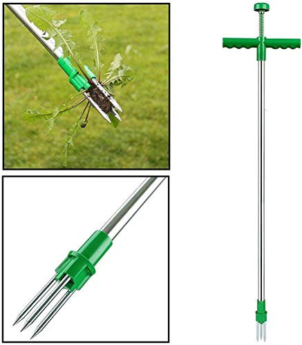 Bprtcra Weeder Grass Puller, Long Handled ragwort fork, Steel Weed Puller Twister Claw Weed Remover Weeding Root Killer Garden Hand Tool Weeder