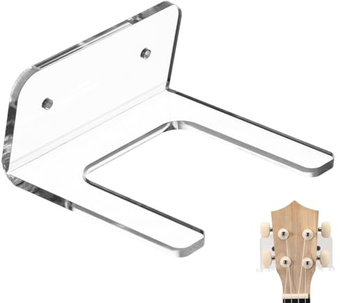 EXCEART Transparent Acrylic Guitar Wall Hanger, Invisible Display Mount Hook for Acoustic/Electric Guitar, Violin, Ukulele - Space-Saving Instrument Holder
