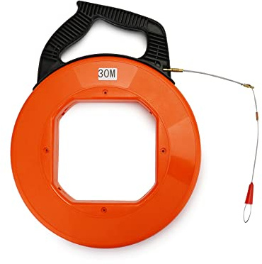 QWORK® Tire Fil Electrician 30 Mètres, Aiguille Electricien, Pour La Pose De Câbles Avec Ressort De Guidage, Diamètre 4 mm