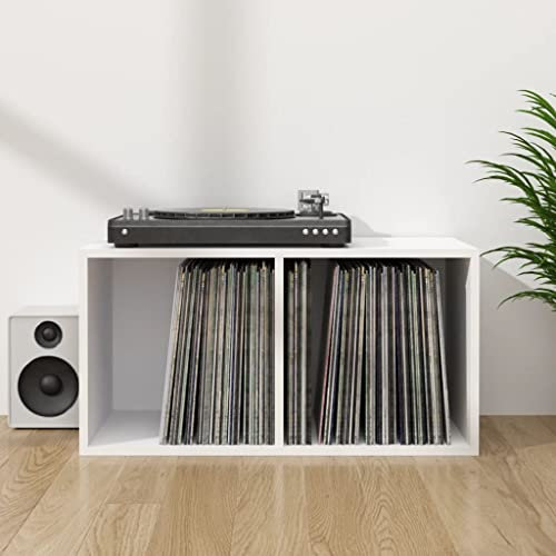 Gabinetes y estantes de almacenamiento de medios - Armarios y almacenamiento - Caja de almacenamiento de vinilo blanco 71x34x36 cm aglomerado