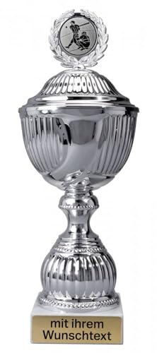 Deitert Pokal 12er Serie in Silber - 44 cm Trophäe mit Wunschtext graviert und Sportemblem nach freier Auswahl - Sportpokal mit Marmorsockel für Ihre Siegerehrung 59180