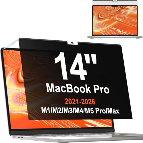 Magnétique Filtre de Confidentialité pour MacBook Pro 14 Pouces(2021-2026, M1-M5), Anti-Espion/Bleu-Lumière Filtre ecran Confidentialité, Amovible Filtre écran Premium pour Macbook Pro 14.2 Pouces
