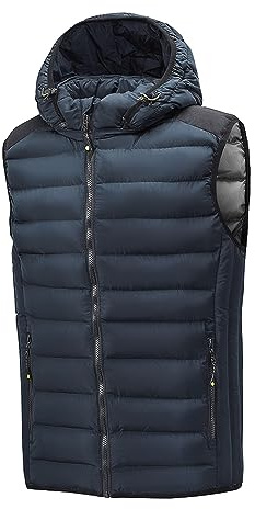 TONY BACKER Gilet Uomo Leggero Autunno Inverno Senza Maniche Giubbotto Smanicato Giacca Senza Maniche Uomo Casual (IT, Testo, M, Regular, Regular, Blu scuro)
