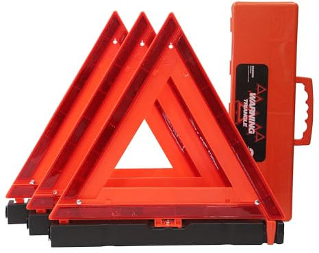 WORKKOOL Triángulo de Advertencia, triángulos de Seguridad, triángulos de Seguridad, triángulos Reflectantes, triángulos de Seguridad, triángulos de Emergencia, 3 Paquetes (sin Arena)