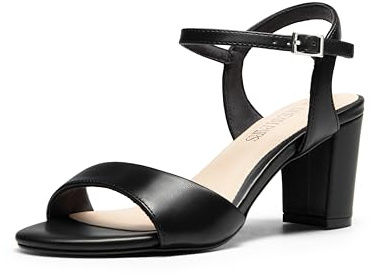 DREAM PAIRS Sandales Élégantes pour Femme avec Le Talon de 6,5 cm Classique et Tendance Sandale d'été,Size 39,Noir,SDHS2435W-E