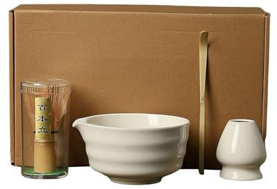 10 Set Matcha-Set: Schüssel Mit Ausgießer, Schneebesen, Traditionelles Japanisches Teeset, Bambus-Schneebesen, Schaufel, Keramik-Schüssel