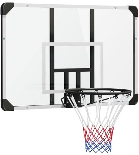 SPORTNOW Canestro da basket con parete posteriore, da basket da esterno con cestello in acciaio e rete Ø 45 cm, montaggio a parete, per bambini, adolescenti, adulti, bianco