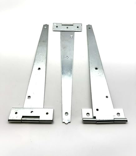 Lot de 3 charnières en T en zinc 300 mm pour portails de jardin, abris de jardin et portes