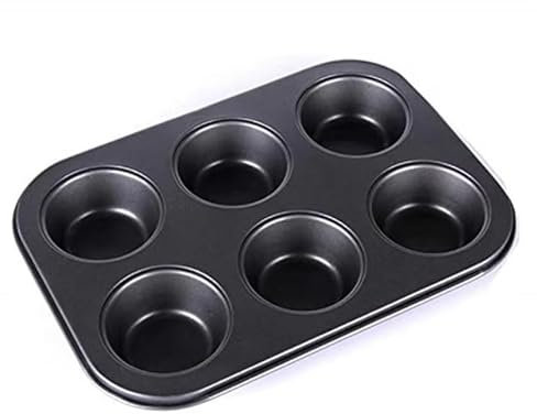 PopsNJoy 2 Pack Carbon Steel Non-Stick Deep Dish 6 Cup Sturdy Baking Tray Tin for Fairy Cupcakes, Muffins, Yorkshire Pudding, Cakes and Brownies
