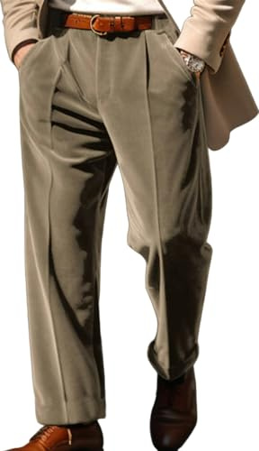 XuanXmy Pantalones De Negocios De Terciopelo para Hombre De Color Liso Holgados Cómodos Pantalones Rectos con Bolsillo
