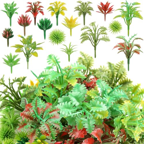 QUOZUO 100pcs Mini Model Trees Miniature Plants Model Rainforest Railroad Miniature Basing Material Artificial mini Plants for DIY Crafts, Garden Scenery Railway Architecture Building Model