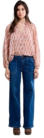 Toxik3 Women's High Waist Wide Leg Jeans - Mid Blue (UK, Numeric, 8, Regular, Regular, Mid Blue)