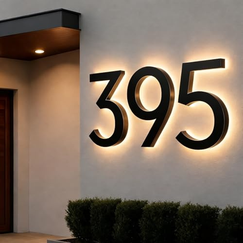 DIDALIFE Custom LED House Numbers for Outside Light Up, Personalized Solar & Wired Powered Backlit Address Numbers, Waterproof Illuminated Address Sign
