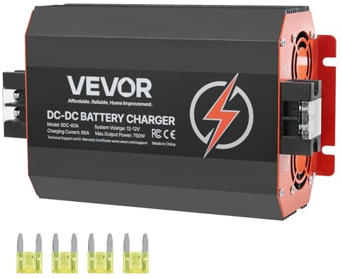 VEVOR 12 V 60 A DC/DC-batteriladdare, 750 W, för bly-syra, litium-, AGM-, gel- och våtrbatterier, intelligent flerstegsladdning, för husbilar, nyttofordon, båtar, yachter