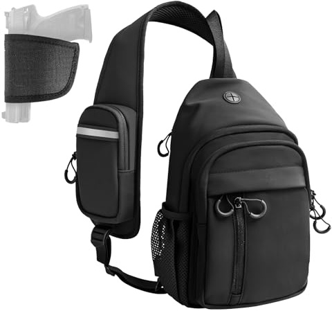 Pvnoocy Umhängetasche Herren Schultertasche Crossbody Bag,Verstellbarer Schultergurt und Mehreren Taschen Umhängetasche für Täglichen Gebrauch und Reisen,Universelle Passform für Pistolen