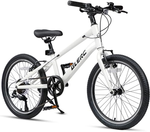 Glerc Mesa 24 Zoll Kinderfahrrad für 9 10 11 12 13 14 15 Jahre Jugendliche Teenager, 7-Gang Fahrrad med robustem Rahmen och V-Bremsen, vit