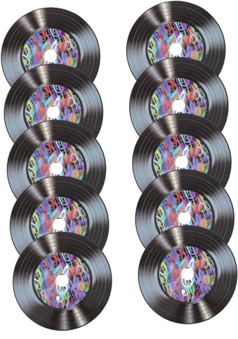 HAMPPLIES Set de Décorations Murales en Disques Vinyle Vintage en Carton, Facile à Installer, pour Bureaux et Cafés, Décoration de Fête Musicale Rétro Créative