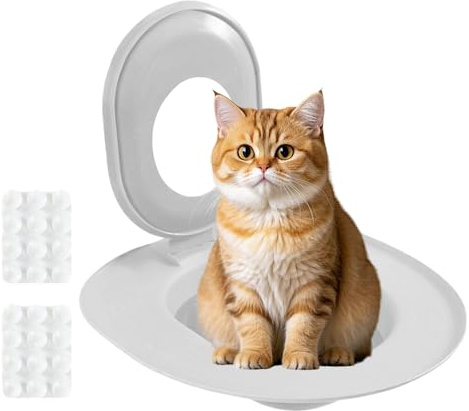 CAT WC-träningssats - Toalettsits vattentränare för | Progressiv med avtagbara ringar för att lära katten att använda badrummet och säga adjö till papperskorgen