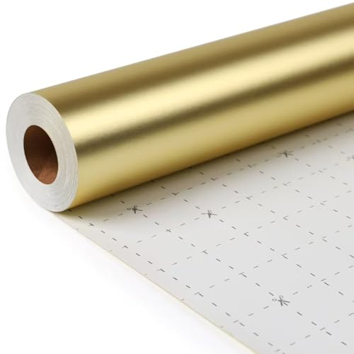 Gold Wrapping Paper Roll for Birthday Gift Wrap, Luxury Cream Beige Present Paper for Anniversary Wedding Engagement Baby Shower Valentines Mothers Day Father Teacher