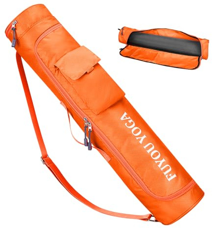 Yogamattväska för kvinnor med justerbar rem, cylindrisk form yogaväska med dragkedja och 1 ficka (orange, 77 cm/30,31 tum x 15 cm/5,91 tum)