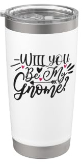Will You Be My Gnome Valentine Coppia Cuore Carino Bicchiere termico in acciaio inox doppia parete