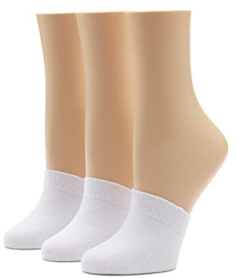 HUE womens Cotton Toe Topper, 3 Pack fashion liner socks, White, One Size US