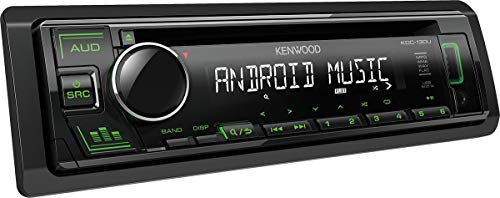 Kenwood KDC-130UG CD-Autoradio mit RDS (Hochleistungstuner, USB, AUX-Eingang, Android Control, Bass Boost, 4x50 Watt, Grün) Schwarz