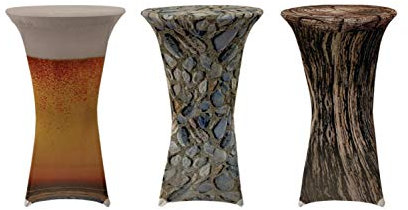 EXKLUSIV HEIMTEXTIL Stehtischhusse Stretch für Bistrotisch mit 4 Fußlaschen Motiv Ø 80x120 cm Baumstamm