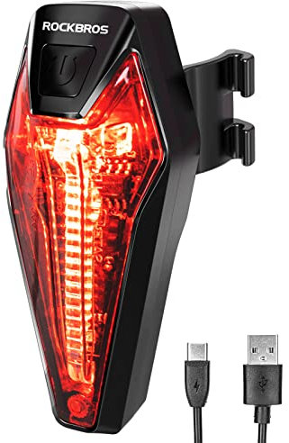 ROCKBROS Bremslicht Fahrrad Rücklicht LED, Fahrradbeleuchtung USB Aufladbar IPX5 Wasserdicht Fahrradlicht Hinten Akku StVZO Zugelassen für MTB Rennrnad