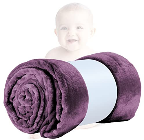 HUIEYE Manta Sofa,Manta Bebe Polar Franela Extra Suave,Manta De Microfibra De Felpa,100% PoliéSter para Bebés,Niños Pequeños Y Niños Funda De Cochecito, ColchóN De Cuna Etc 70x100cm(Morado Claro)
