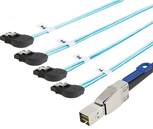 Tillåten MINI SAS SFF-8644 med IC till 4-portar SATA 7P hona adapterkabel (3 m, svart)