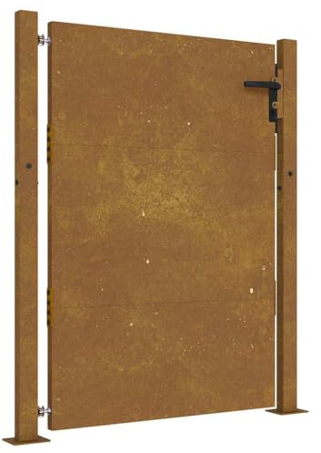 vidaXL Portail de Jardin, Portillon de Patio avec Serrure, Barrière de Sécurité, Porte d'Extérieure Terrasse, 100x150 cm Acier Corten