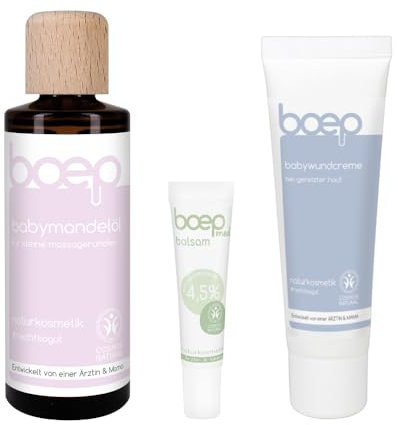 boep Wochenbett-Bundle | Pflege für das Wochenbett | Von Hebammen empfohlen | Vegane Naturkosmetik für Mama & Baby | Mit Brustwarzenbalsam, Wundcreme & Babymandelöl